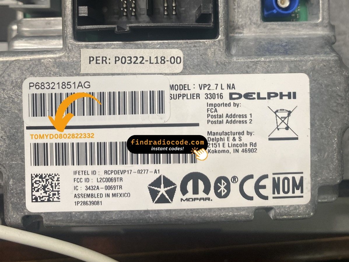 Chrysler Uconnect 7.0 UKG VP2_7 Delphi
 radio code anti theft online using serial number